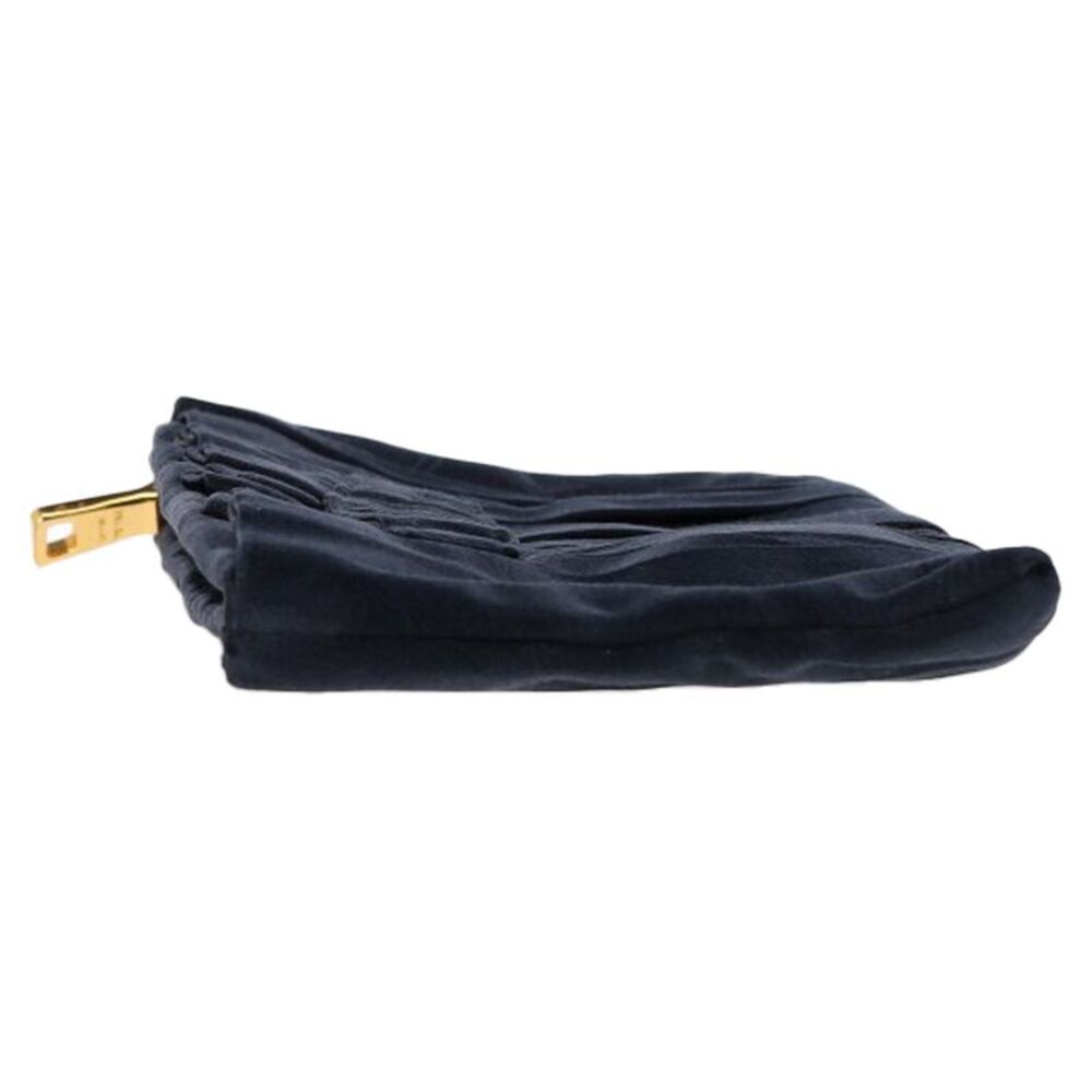 Prada Pleated Clutch Bag in Navy Blue Satin - Picture 4 of 8